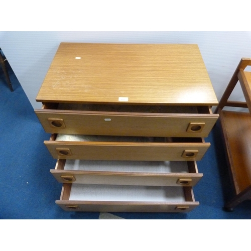 493 - Retro teak chest of four drawers.