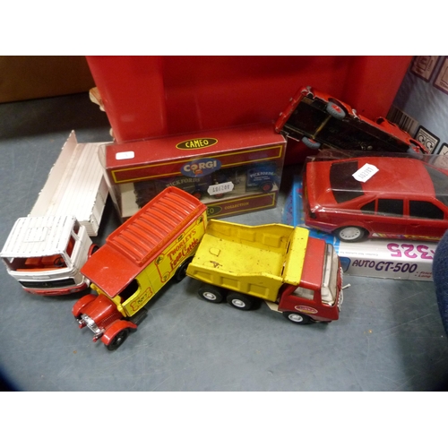 52 - Two cartons containing a large collection of assorted diecast vehicles to include boxed Corgi exampl... 