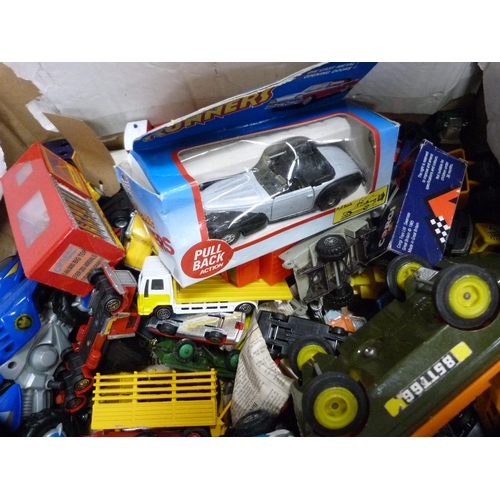 52 - Two cartons containing a large collection of assorted diecast vehicles to include boxed Corgi exampl... 