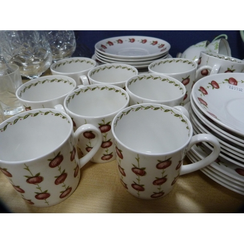 71 - Group of crystal glasses to include tumblers etc., also a pair of Georgian-style decanters, Susie Co... 