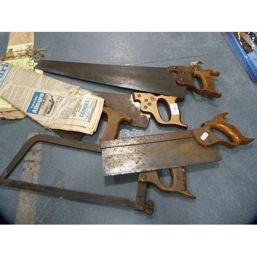 78 - Antique wood-mounted saws.  (5)