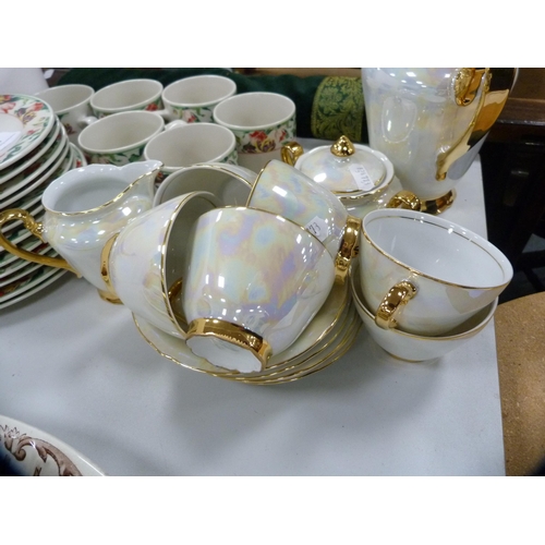 79 - Czechoslovakian lustre part tea set, and a part tea and dinner set.