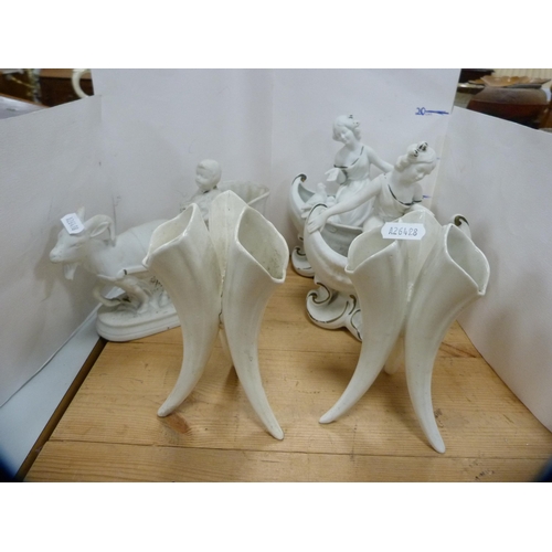 84 - Continental Art Nouveau-style sweetmeat dishes decorated with maidens, similar putti, Beswick jug, I... 