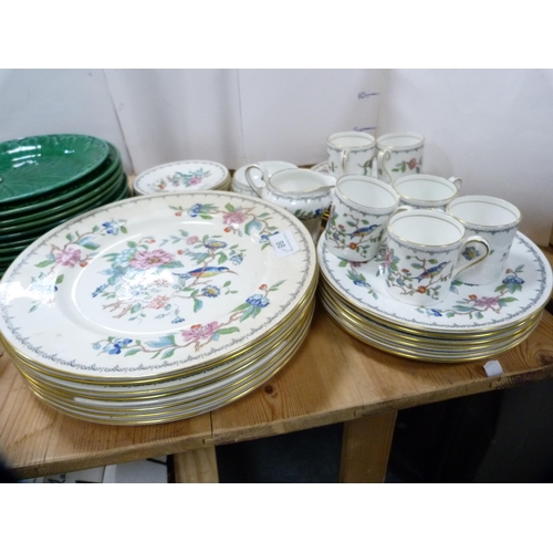 98 - Aynsley 'Pembroke' pattern part dinner and coffee set, leaf-decorated plates, plated tankard tankard... 