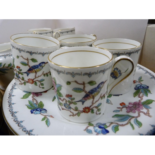 98 - Aynsley 'Pembroke' pattern part dinner and coffee set, leaf-decorated plates, plated tankard tankard... 