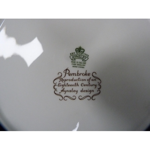 98 - Aynsley 'Pembroke' pattern part dinner and coffee set, leaf-decorated plates, plated tankard tankard... 