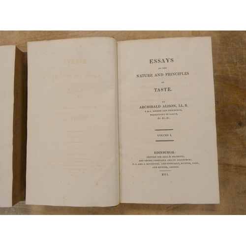 284 - ALISON ARCHIBALD.  Essays on the Nature & Principles of Taste. 2 vols. Calf, gilt back... 