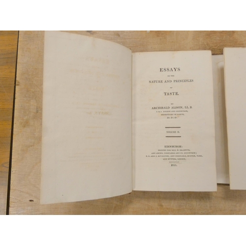 284 - ALISON ARCHIBALD.  Essays on the Nature & Principles of Taste. 2 vols. Calf, gilt back... 