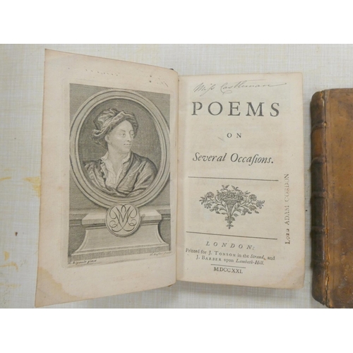 287 - (PRIOR MATTHEW).  Poems on Several Occasions. 2 vols. Eng. port. frontis. Old calf. Stamp ... 