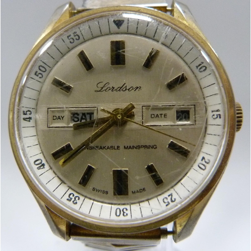 Lordson: Unbreakable mainspring manual wind gold plated gents ...