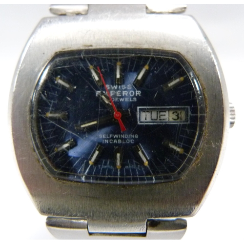 288 - Swiss Emperor:&nbsp;25 jewels self winding incabloc gents wristwatch circa 1970s, shaped stainless c... 