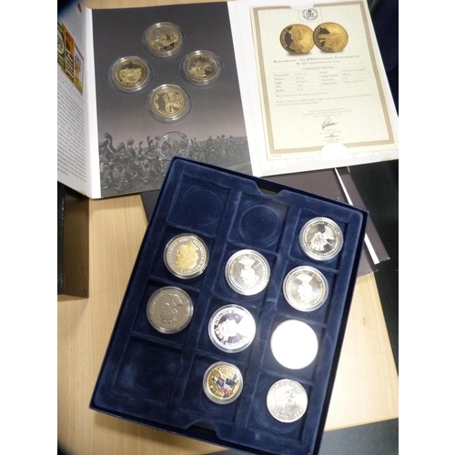 357 - Gold plated limited edition proof four one crown coin set, to commemorate the WW1 Centenary annivers... 