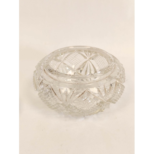 36 - Cut glass powder bowl with enamelled silver lid 1932 (97g) and a Middle Eastern, low standard silver... 