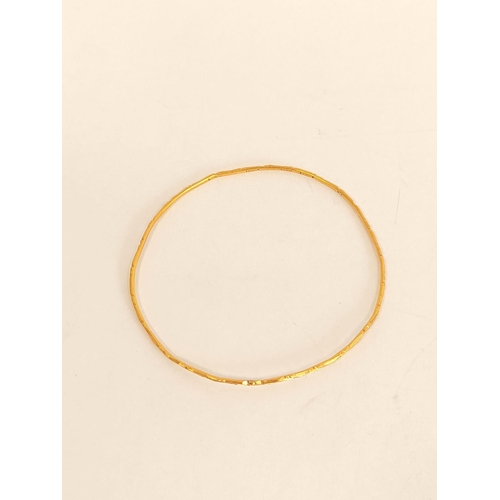 51 - Two gold slave bangles '22K' and a similar filligree mount 11g (3)