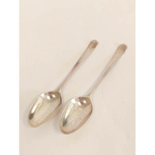 59 - Set of six bright cut teaspoons by George Giles 1789 and a pair of spoons with scroll heels C1760 (8... 