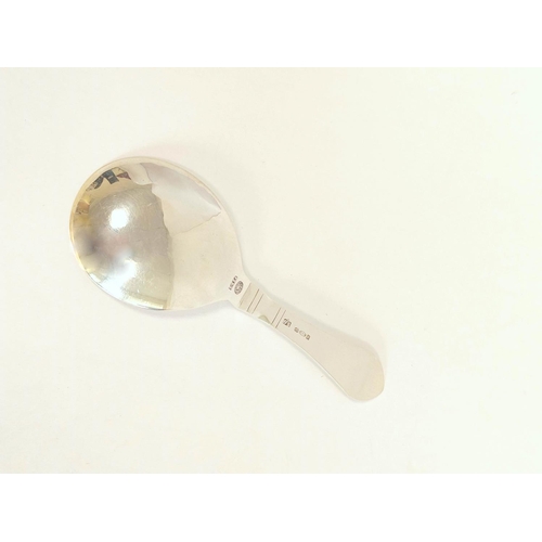 62 - Silver caddy spoon with notched decoration by George Jensen, import marks 1925. 