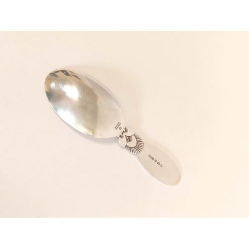 63 - Silver caddy spoon of cactus pattern by George Jensen, import marks 1935