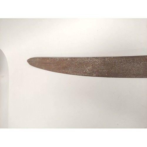 205 - 19th century Indian Talwar curved sabre the blade measuring 75cm. Traces of gilt to disc pommel.