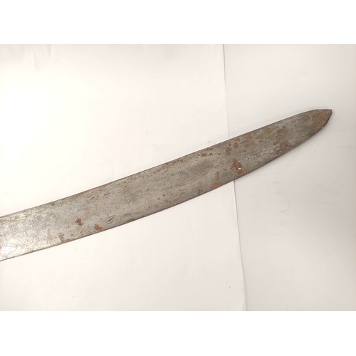 205 - 19th century Indian Talwar curved sabre the blade measuring 75cm. Traces of gilt to disc pommel.