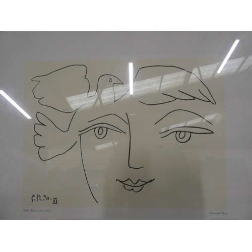 511 - After Picasso lithogram,  Face with a Dove