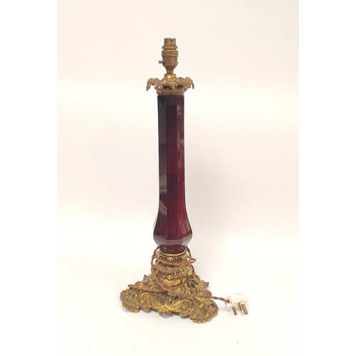 164 - 19th century French converted table lamp,  adorned with ormolu type gilt metal leaves and scrolls wi... 