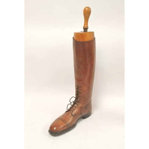 170 - Pair of antique tan leather riding boots belonging to Major Macalister Hall of the Argyll & Suth... 