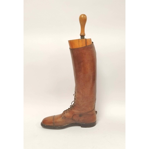 170 - Pair of antique tan leather riding boots belonging to Major Macalister Hall of the Argyll & Suth... 