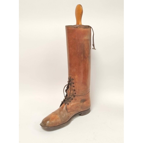 171 - Pair of Antique tan leather riding boots belonging to Major Macalister Hall of the Argyll & Suth... 