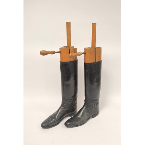 172 - Pair of Antique black leather riding boots belonging to Major Macalister Hall of the Argyll & Su... 