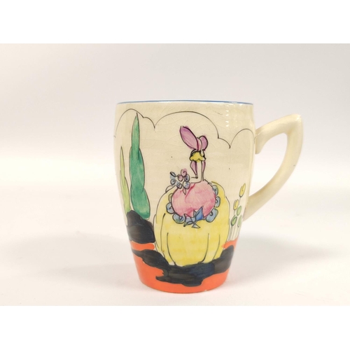 308 - Clarice Cliff Bizarre fifteen piece handpainted coffee set, comprising of coffee pot with cover, cre... 