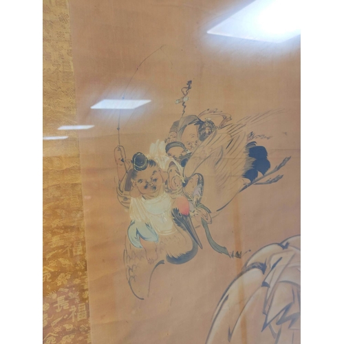 353 - Japanese School In the manner of Katsushika Hokusai (1760-1849)Hotei looking down at BuddhaDrawing o... 