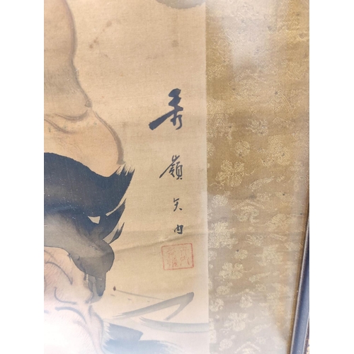 353 - Japanese School In the manner of Katsushika Hokusai (1760-1849)Hotei looking down at BuddhaDrawing o... 