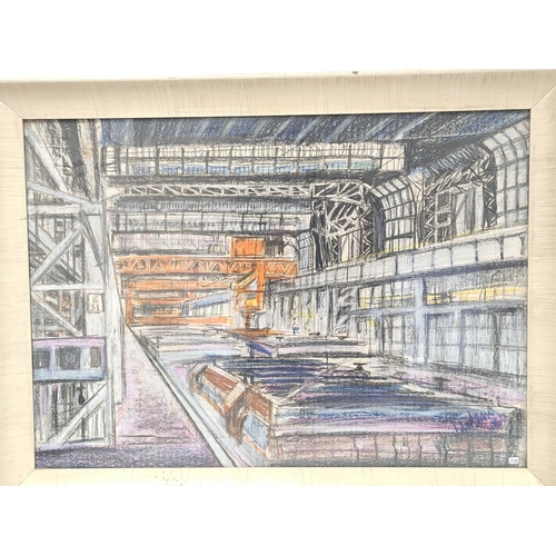 250 - 1960s Contemporary SchoolSoaking Pits (Industrial subject)PastelSigned indistinctly to lower right a... 