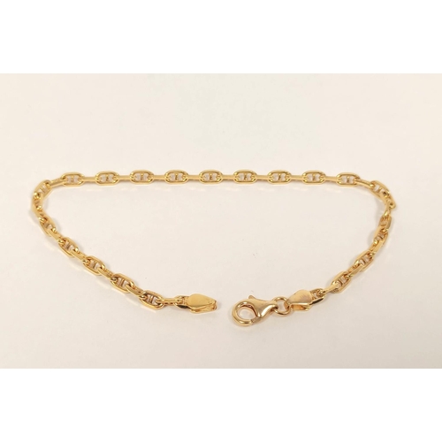 80 - 9ct gold bracelet of cable pattern and a cross and chain. 7.7g.