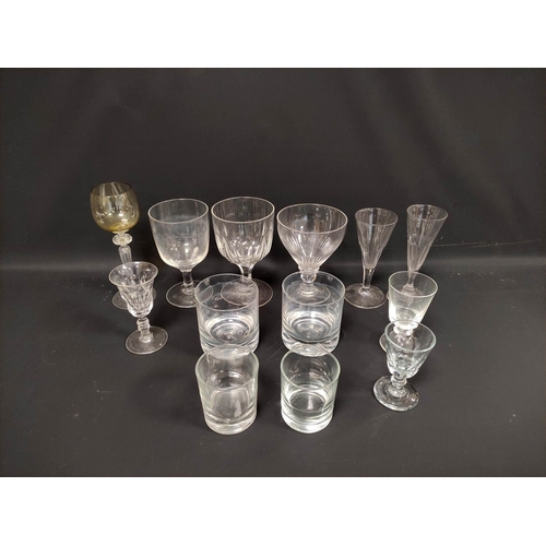 182 - Group of Regency style glassware to include rummers, ale glass, and cordial glasses, with later glas... 