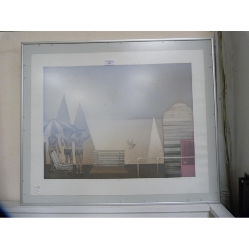 81 - M WareBeach hut with figuresPencil signed limited edition print, dated 1983, 1/100.... 