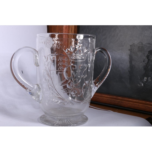 188 - George VI Coronation twin handled glass trophy