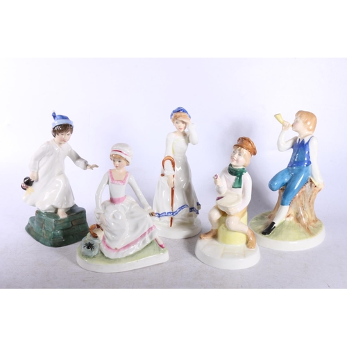 194 - Five Royal Doulton The Nursery Rhyme Collection to include Little Miss Muffat HN2727, Little Jack Ho... 