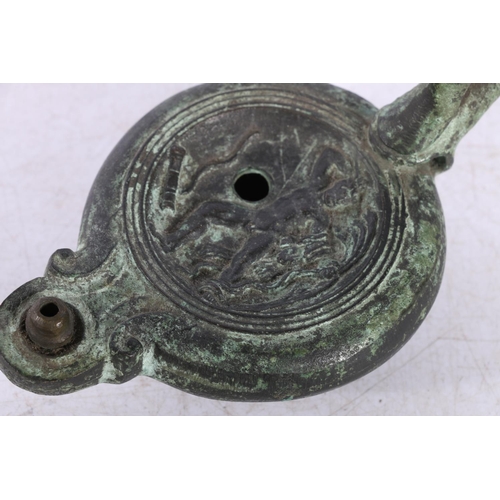 202A - Antique bronzed oil lamp.