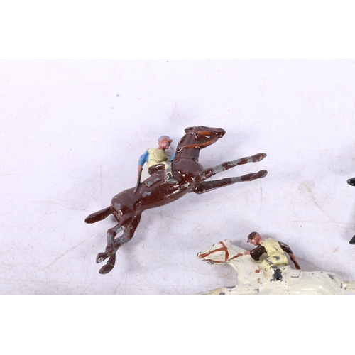 207 - Five leaded models of Jockeys on horseback.