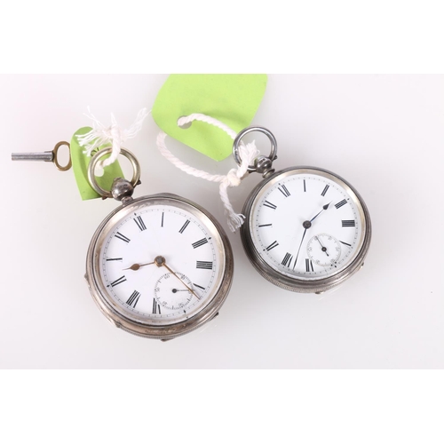 694 - Two Victorian silver open faced key wound pocket watches. 