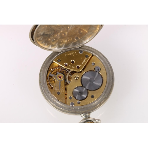 697 - Omega open faced keyless pocket watch with 15 jewel movement. 