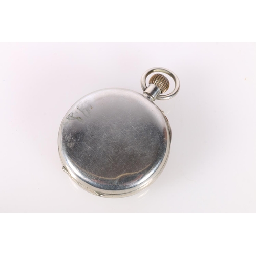 698 - White metal cased Goliath pocket watch, 6.5cm diameter. 