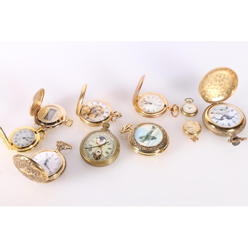 699 - Group of ten yellow metal pocket watches including Calibri, Sears, New York and Sohend with rolling ... 