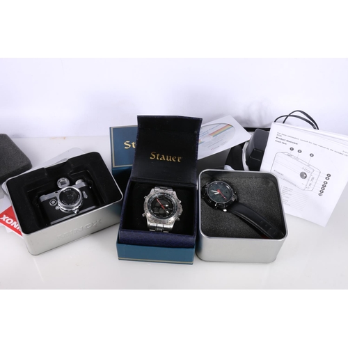 722 - Minox DCC 5.1 miniature digital camera boxed, a Detomaso digital wristwatch boxed, a Polaroid camera... 