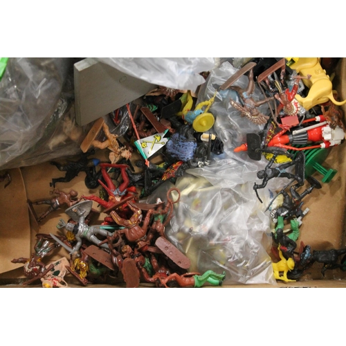 135B - White metal and plastic toy models to include cowboys, native American Indian, soldiers, vehicles, e... 