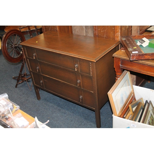 734 - Oak chest of three drawers, 77cm high.