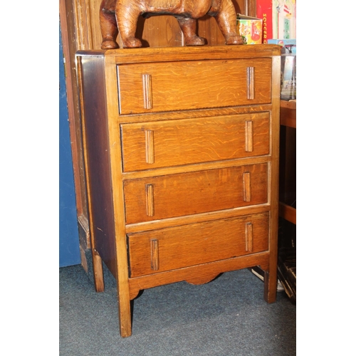 736 - Oak chest of four drawers, 94cm high.