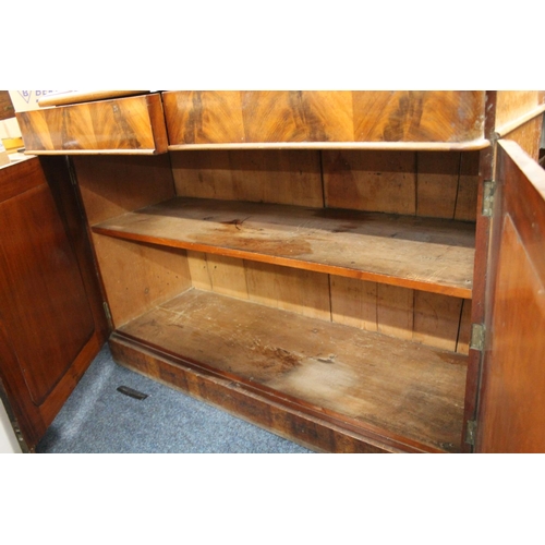 741 - Victorian mahogany cabinet bookcase base, 129cm wide.