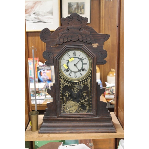 742 - Waterbury Clock Co of USA gingerbread clock, 56cm high.